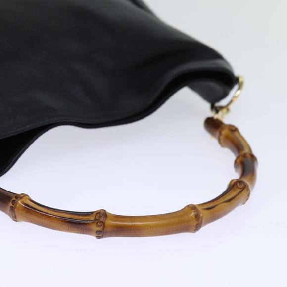 GUCCI Bamboo Hand Bag Leather Black 001 2113 1638 Auth ti1685 - Picture 7 of 16
